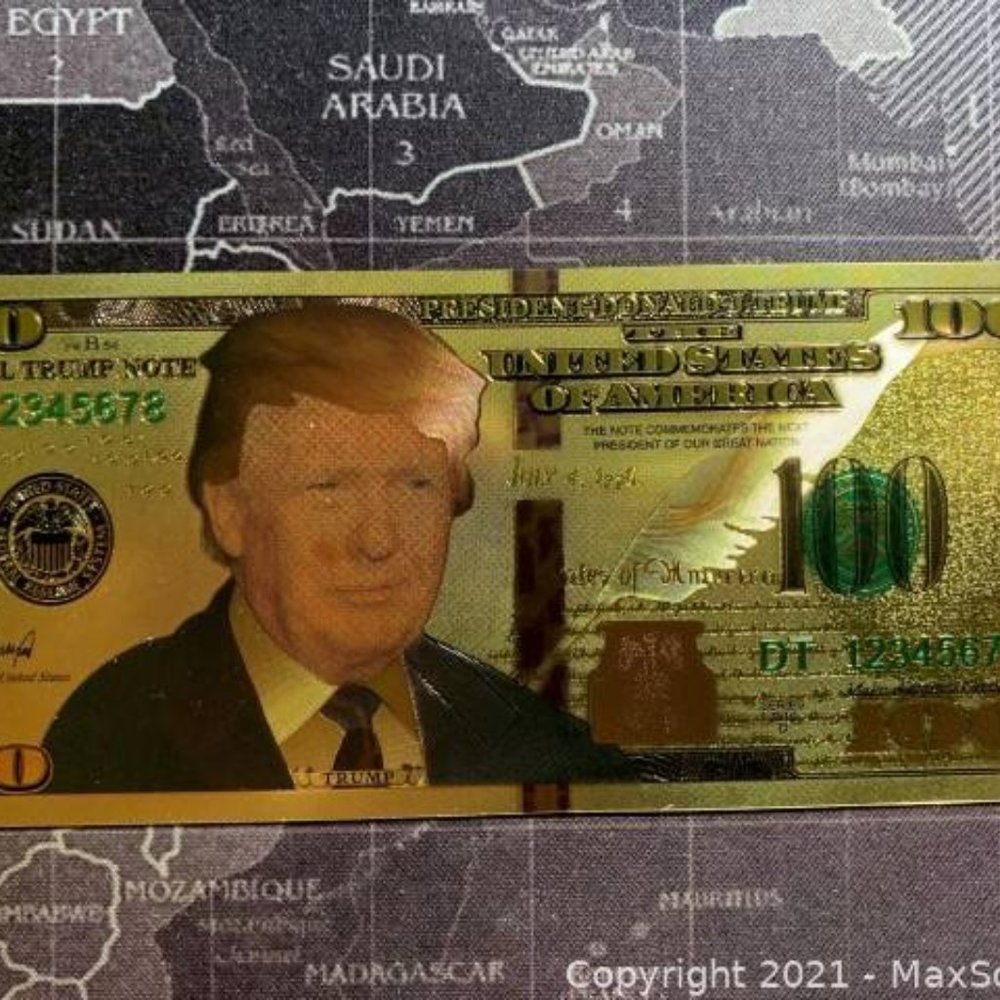 24k Gold Foil Donald Trump $100 Dollar Novelty Note Keepsake